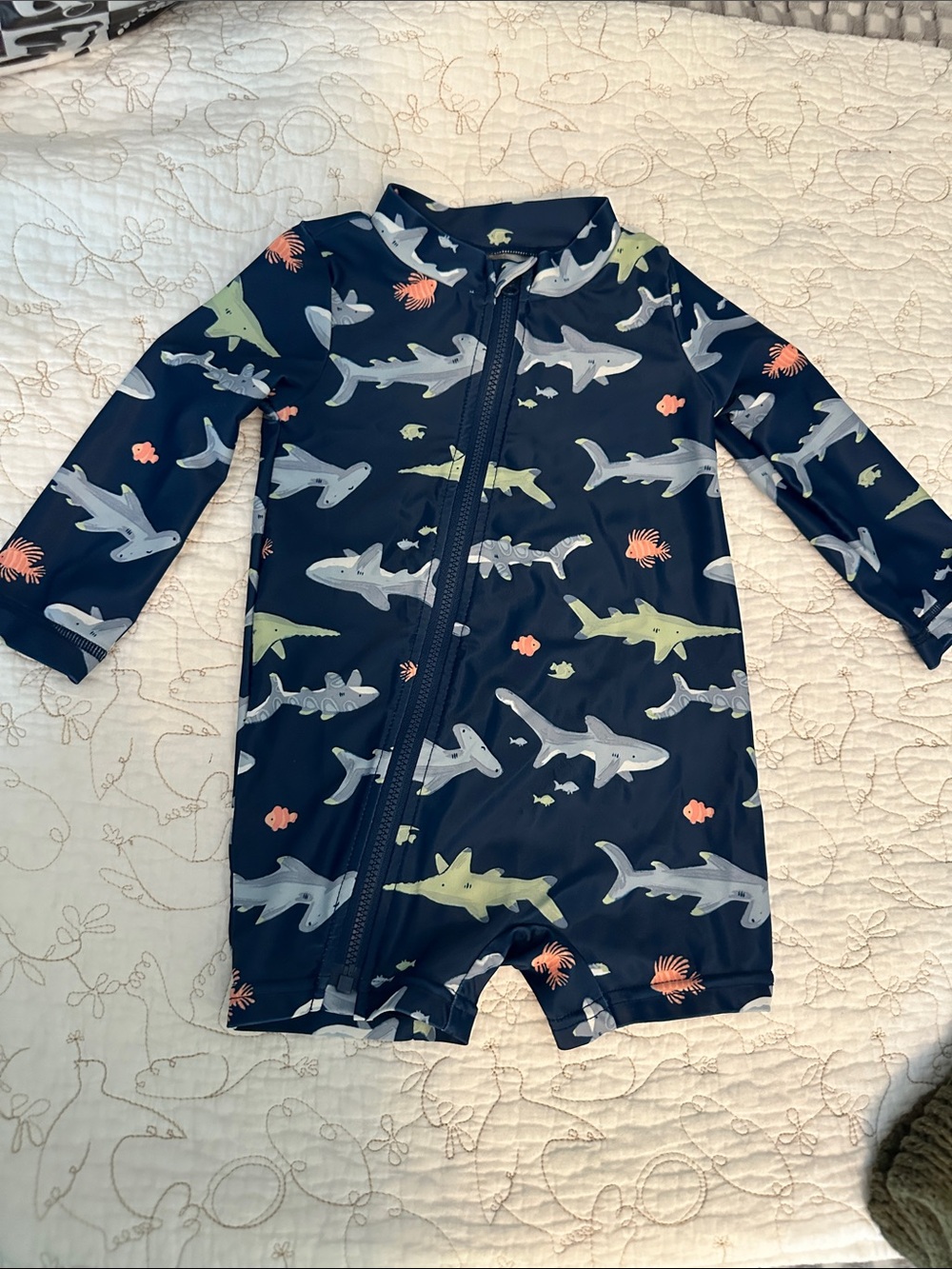Carter's Navy Shark Print One-Piece Swimsuit